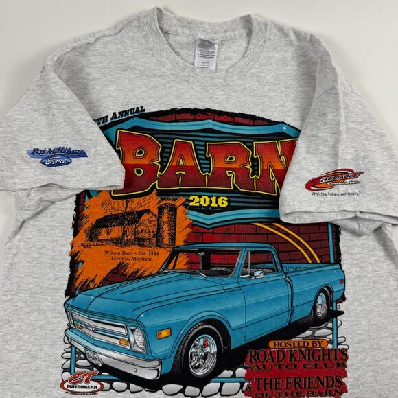 Car Show Livonia Michigan Wilson Barn 2016 Graphic Heather Gray Shirt Large - Picture 4 of 6